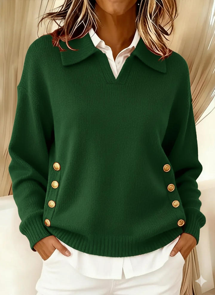 Thérèse | Buttoned Polo Collar Jumper