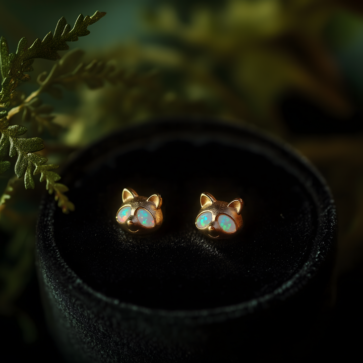 Raccoon Opal Stud Earrings