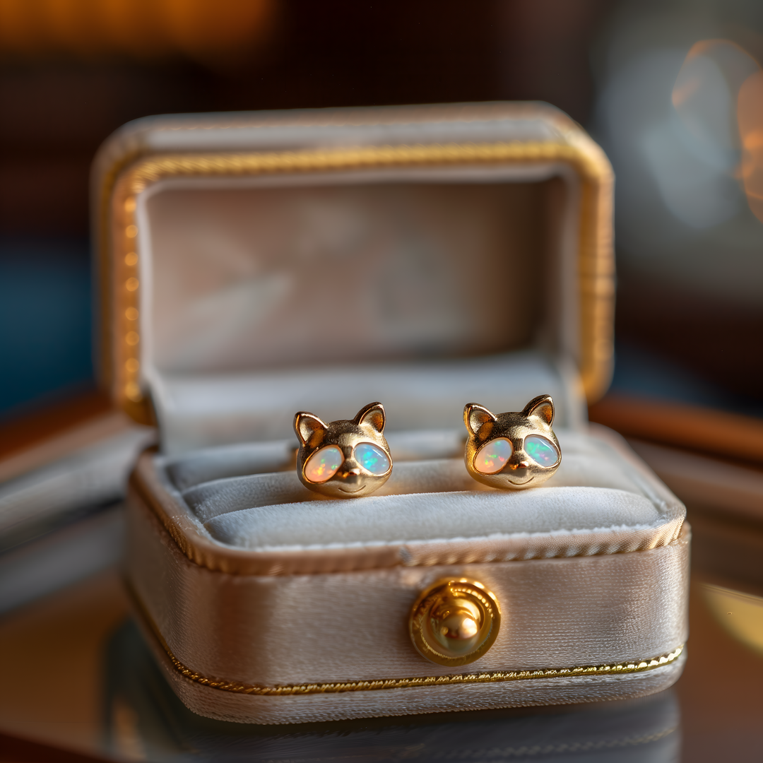 Raccoon Opal Stud Earrings