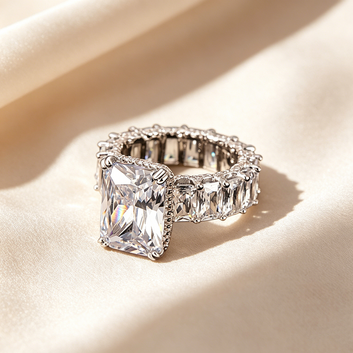 Emerald Cut Full Pavé Crystal Ring