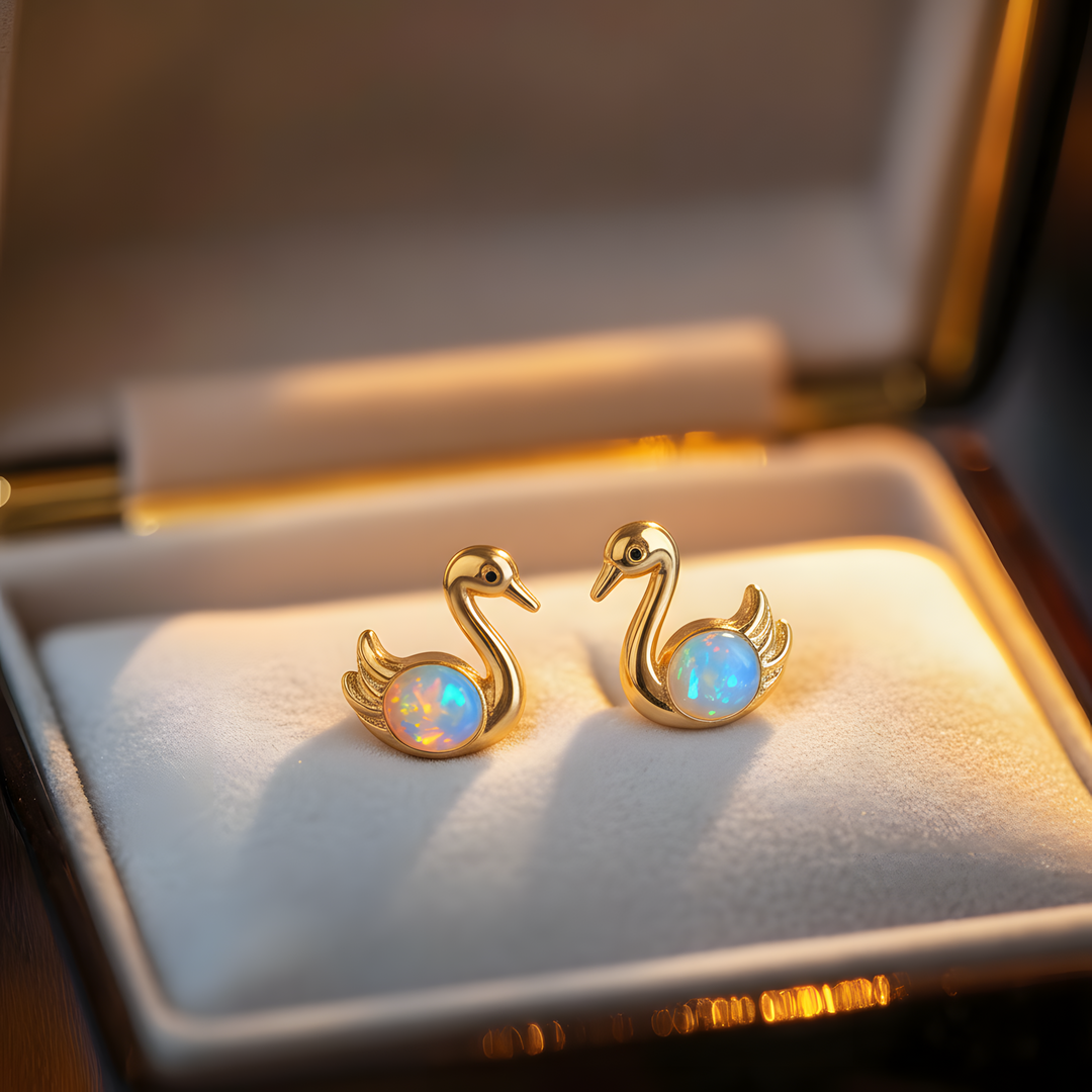 Swan Opal Stud Earrings