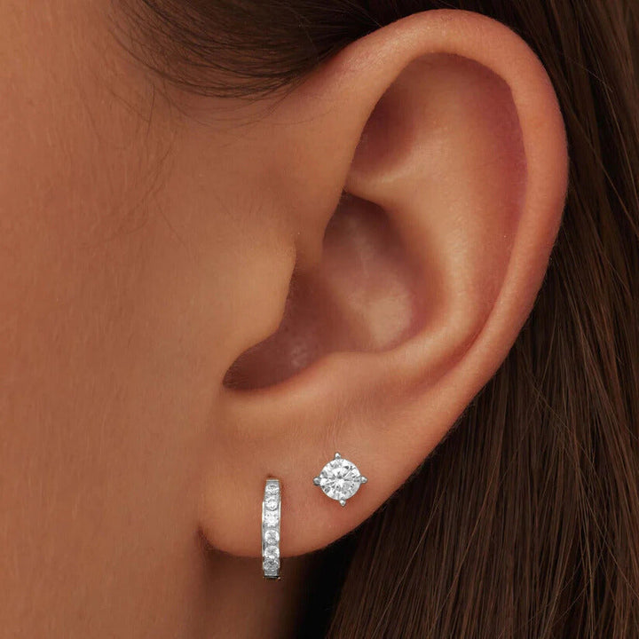 Dara Brillane Stone Earrings Set (White Gold)