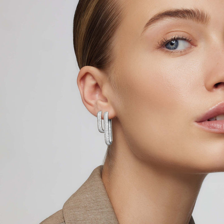 Icon Pavé Hoops | White Gold