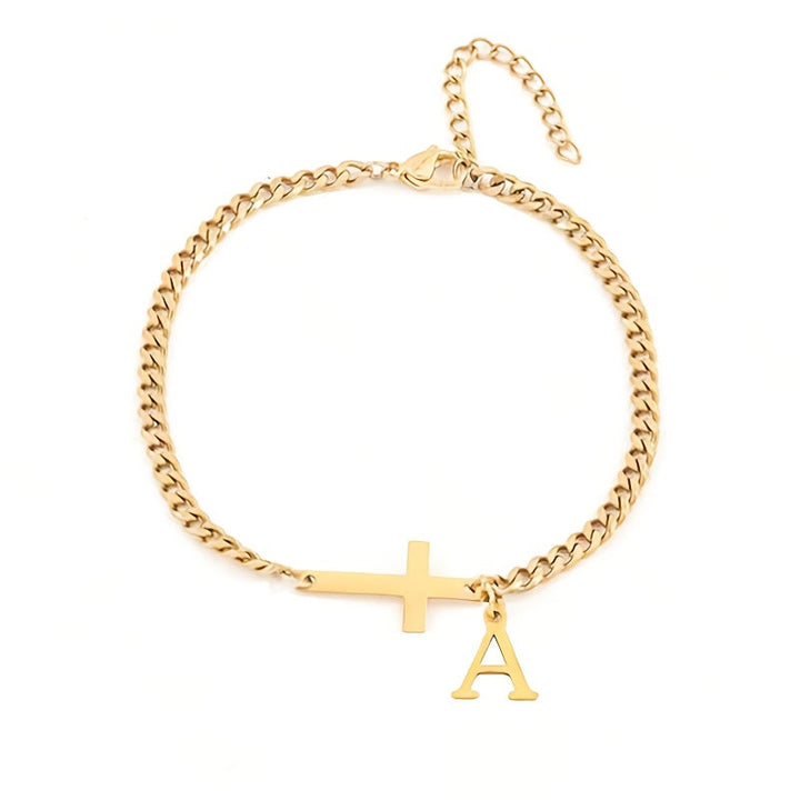 Initial Cross Bracelet