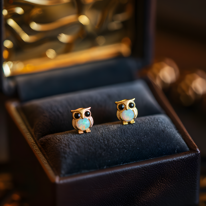 Owl Opal Stud Earrings