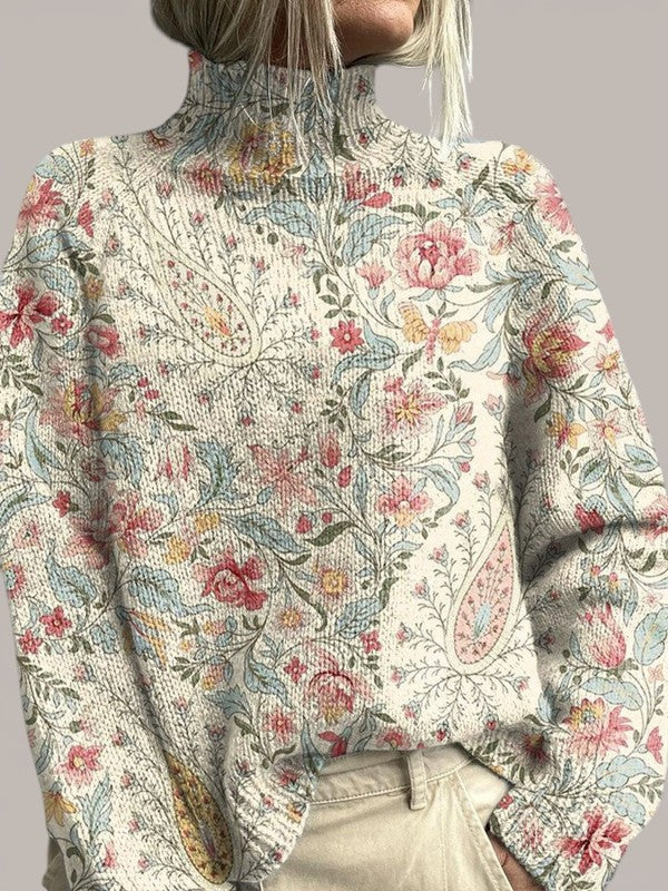 Bernadette | Paisley Roll Neck Jumper