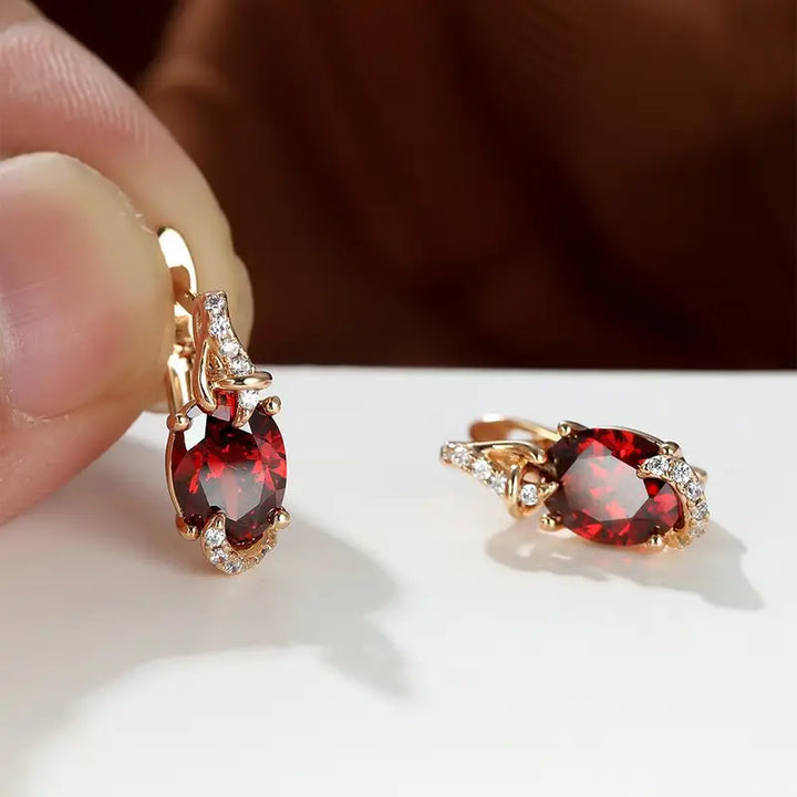 Crimson Twilight Drop Earrings (Gold)