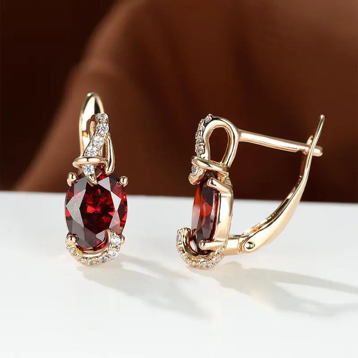 Crimson Twilight Drop Earrings (Gold)