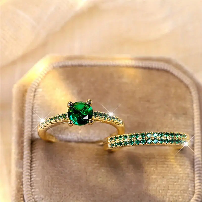 Serena Emerald Duo Ring Set
