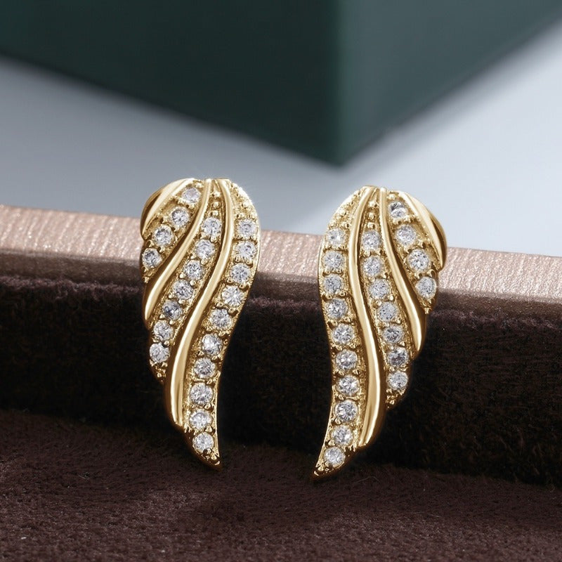 Modern Leaf Pave Earrings