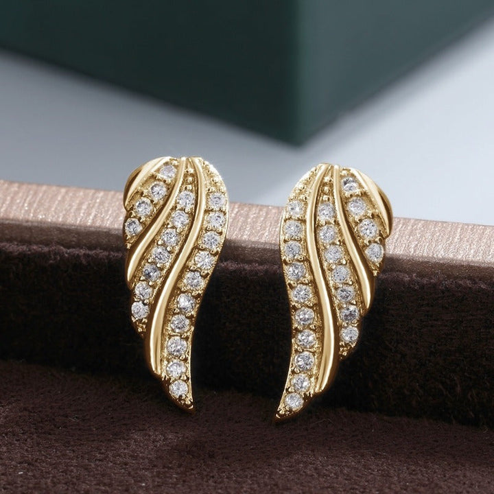 Modern Leaf Pave Earrings