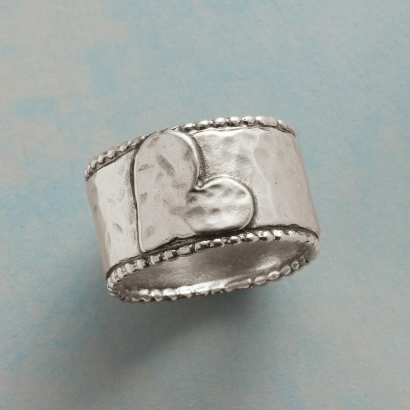 Vintage Wide Band Heart Spinner Ring