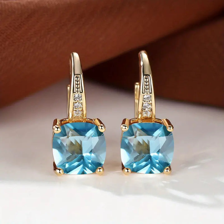 123 Mystic Sapphire Stone Hoop Earrings
