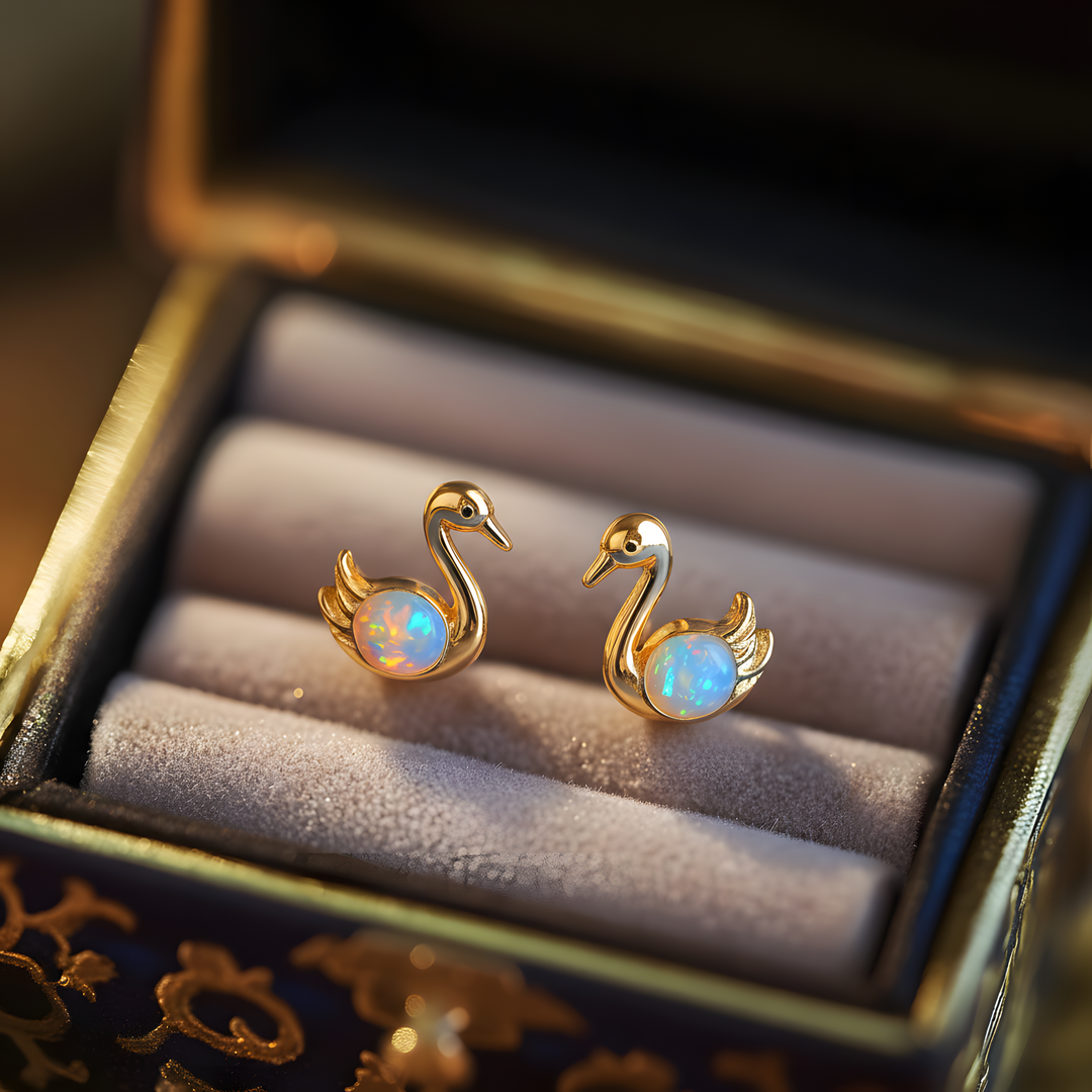 Swan Opal Stud Earrings