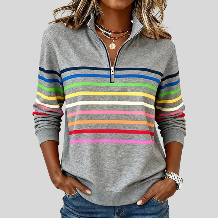Fantine | Striped Quarter Zip Sweatshirt