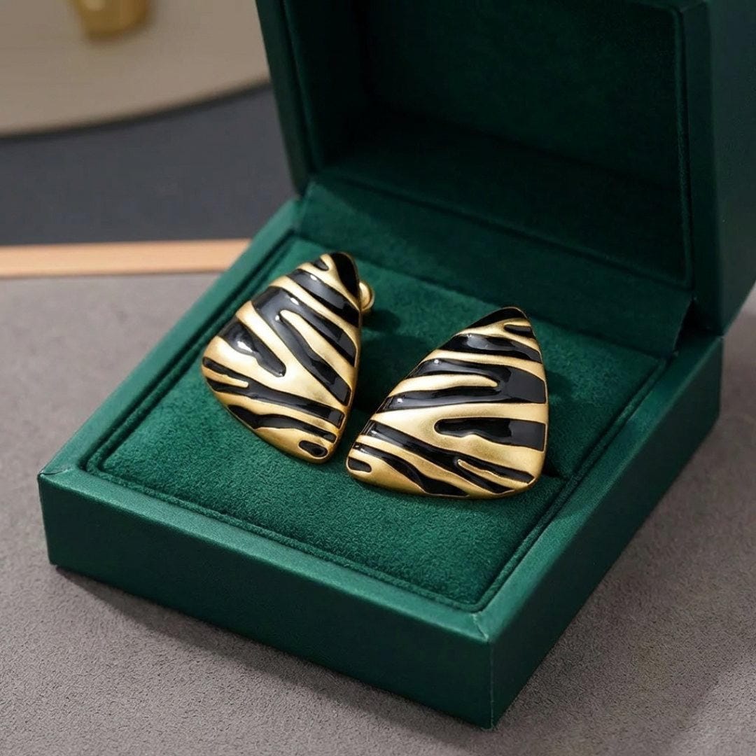 Triangular Zebra-Pattern Earrings