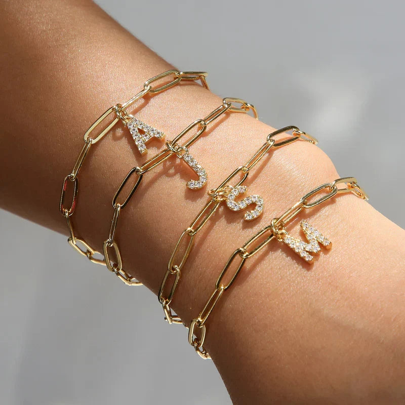 Minimalist Letter Charm Bracelet