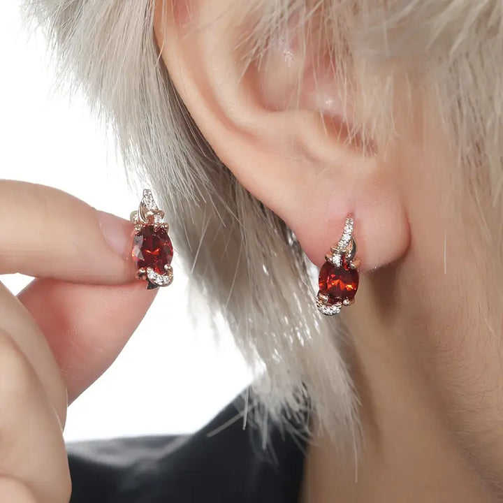 Crimson Twilight Drop Earrings (Gold)