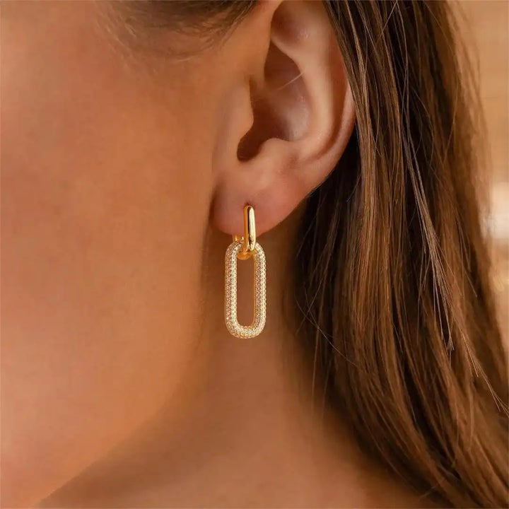 Retro Geometric Crystal Earrings