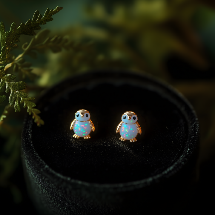 Penguin Opal Stud Earrings