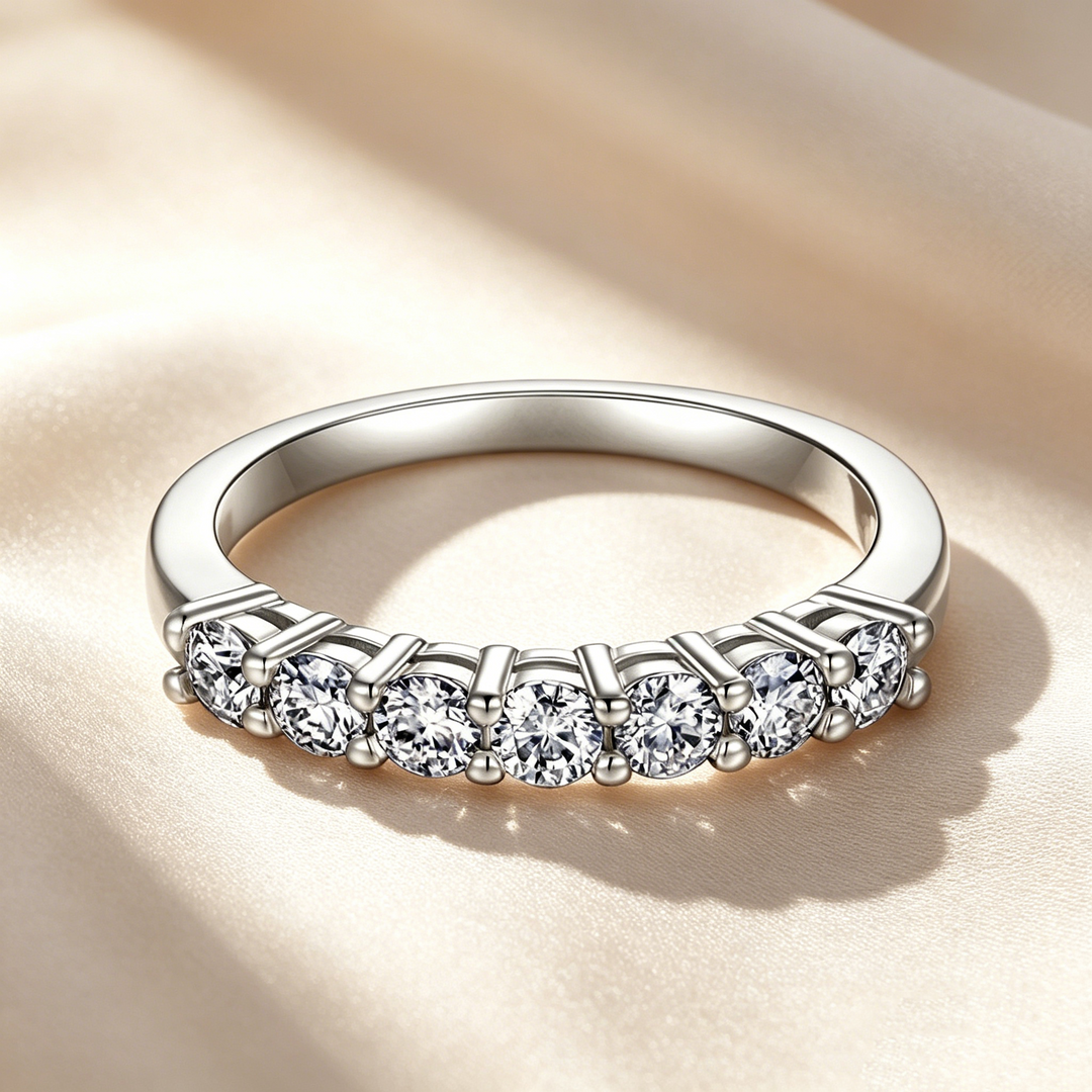 Three-Stone & Half Eternity Crystal Ring