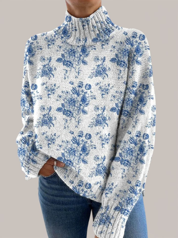 Milka | Artistic Floral Roll Neck Jumper