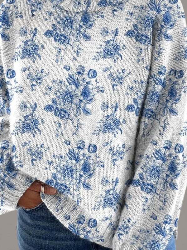 Milka | Artistic Floral Roll Neck Jumper