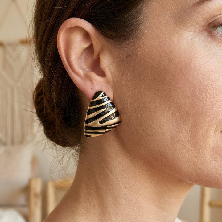 Triangular Zebra-Pattern Earrings