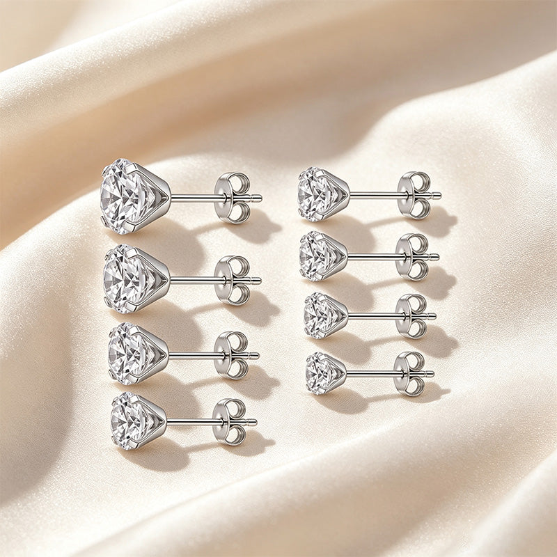 Classic Crystal Solitaire Stud Earrings