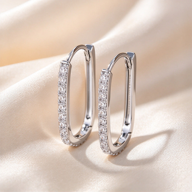 U-Shaped Pavé Hoop Earrings
