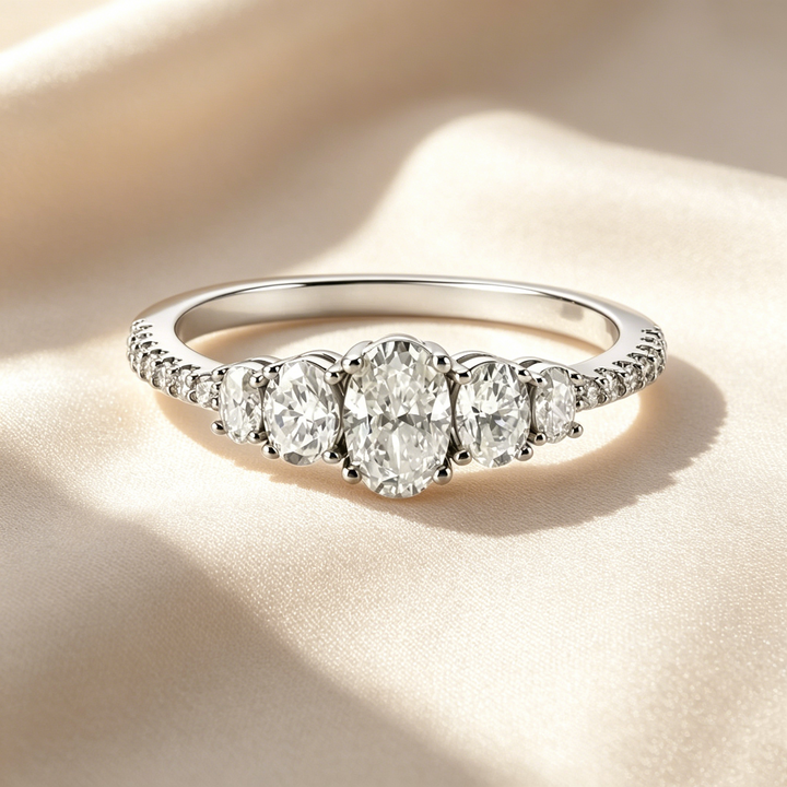 Oval Cut Five-Stone Crystal Ring