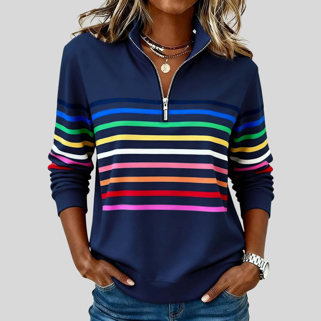 Fantine | Striped Quarter Zip Sweatshirt