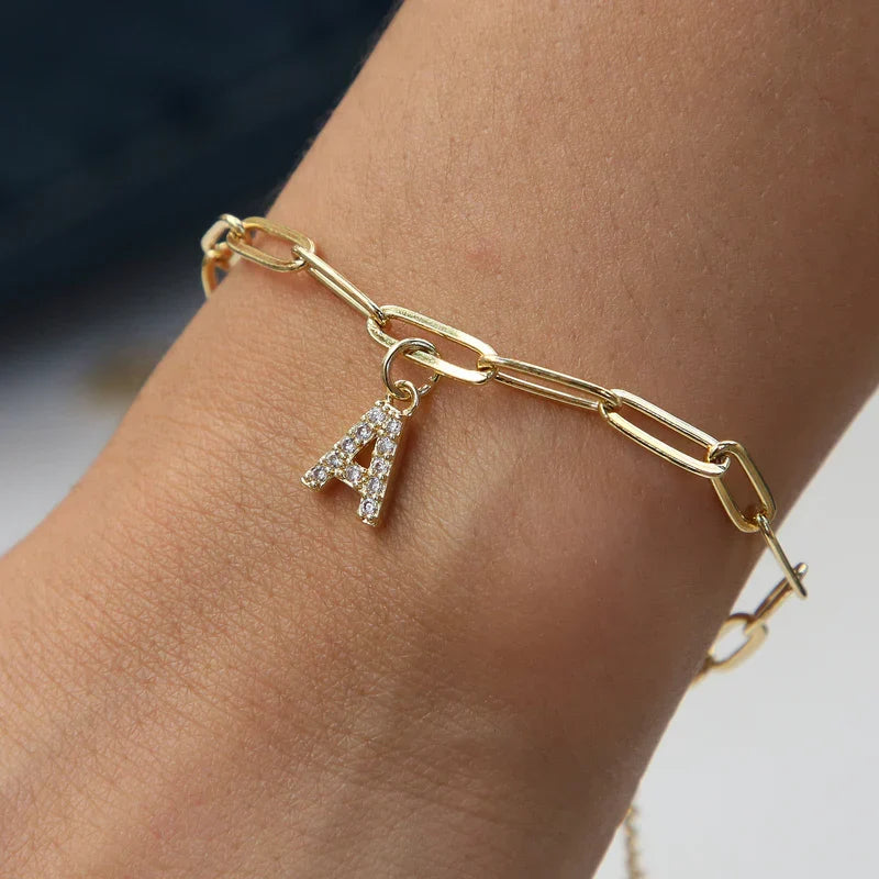 Minimalist Letter Charm Bracelet