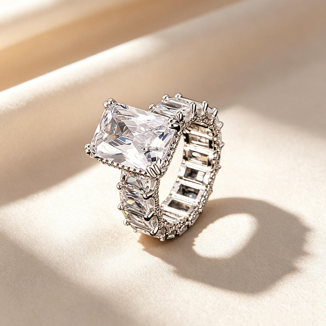 Emerald Cut Full Pavé Crystal Ring