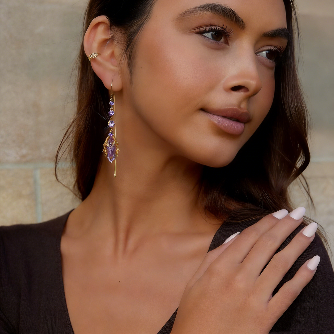 Elegant Leaf Tassel Drop Earrings