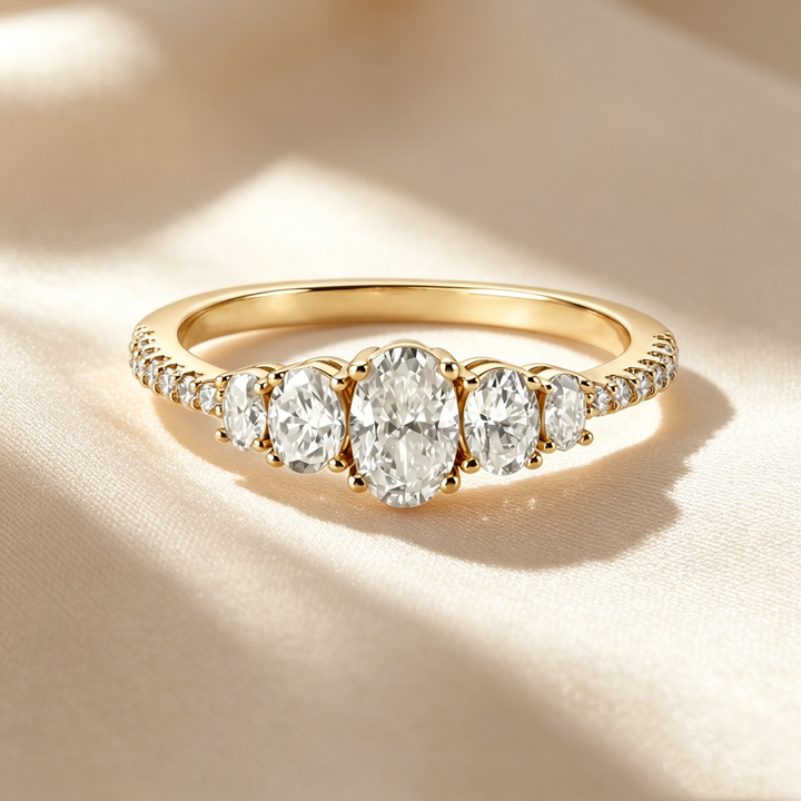 Oval Cut Five-Stone Crystal Ring