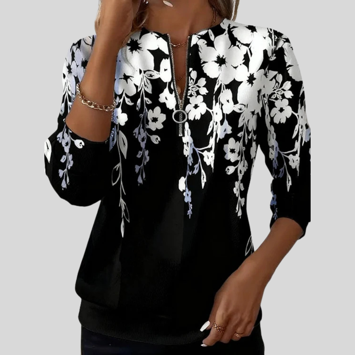 Inès | Floral Print Zip Jumper