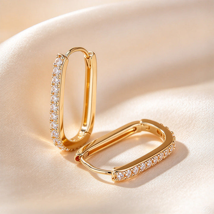 U-Shaped Pavé Hoop Earrings