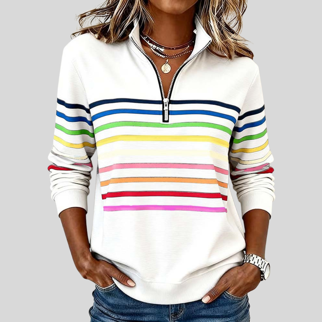 Fantine | Striped Quarter Zip Sweatshirt