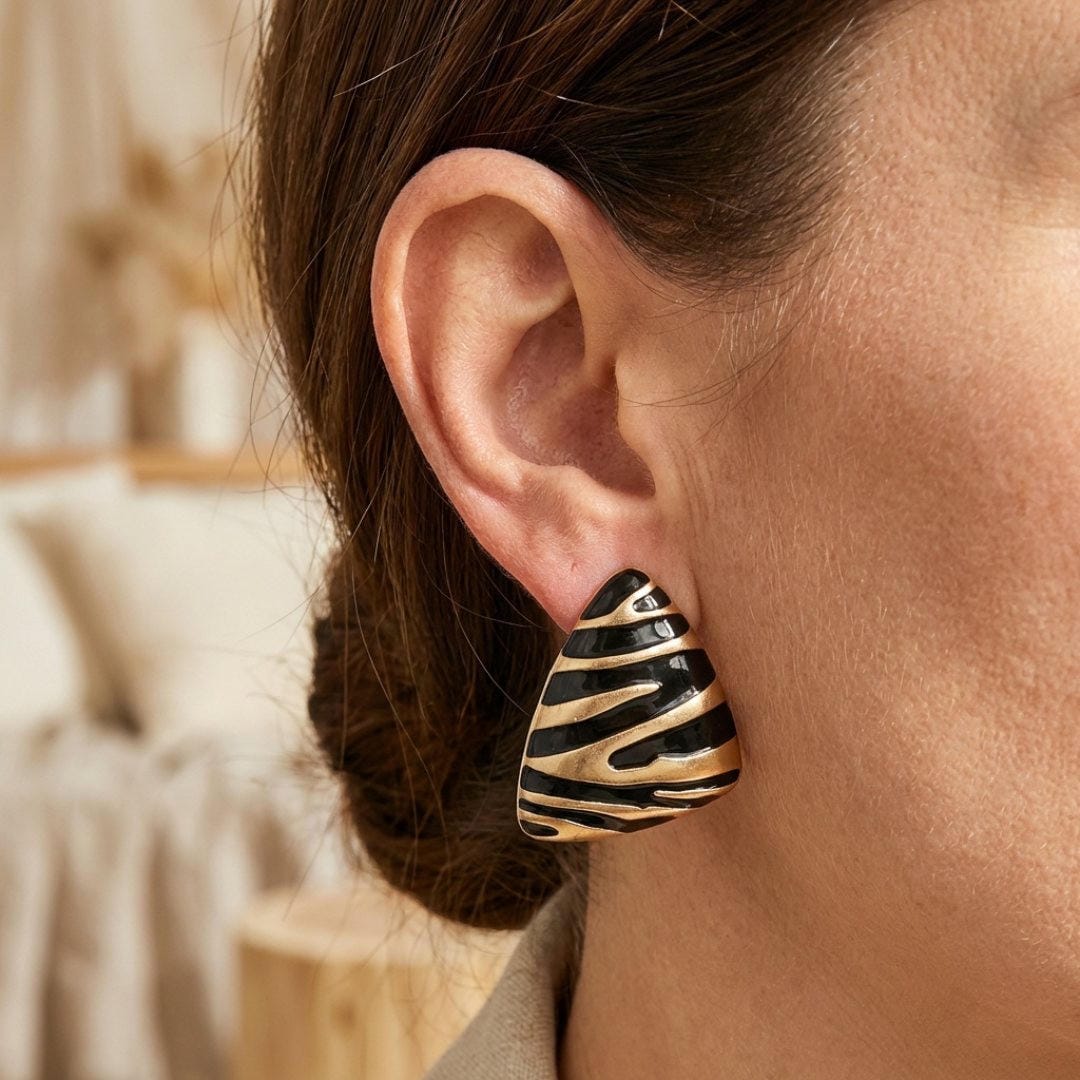 Triangular Zebra-Pattern Earrings