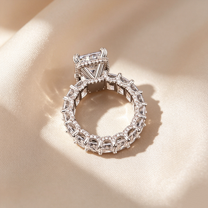 Emerald Cut Full Pavé Crystal Ring