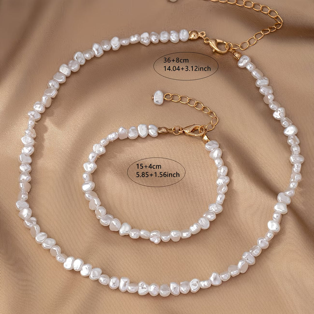 Baroque Pearl Necklace & Bracelet Set