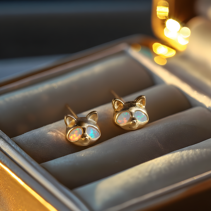 Raccoon Opal Stud Earrings