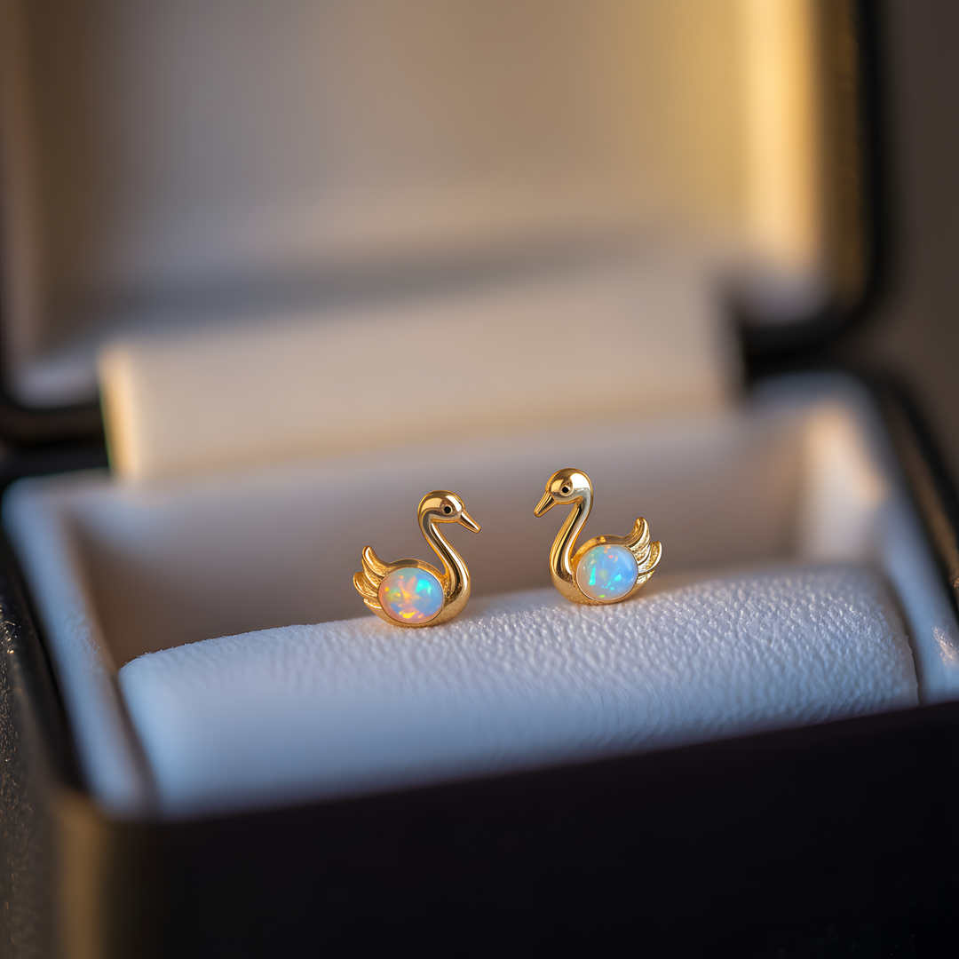 Swan Opal Stud Earrings