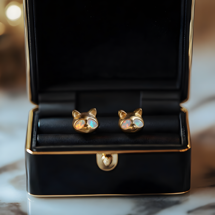 Raccoon Opal Stud Earrings