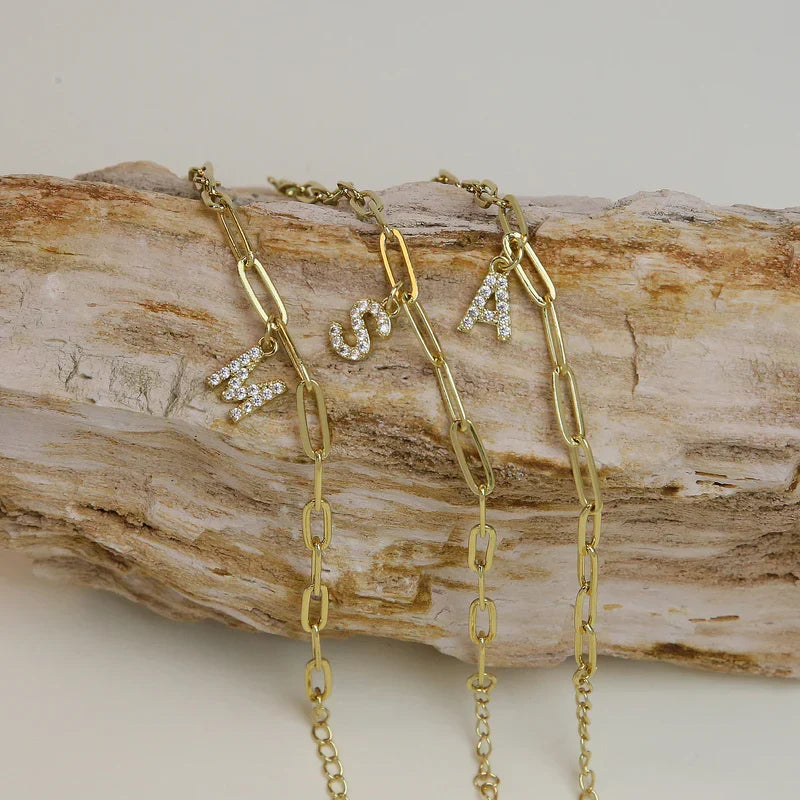 Minimalist Letter Charm Bracelet