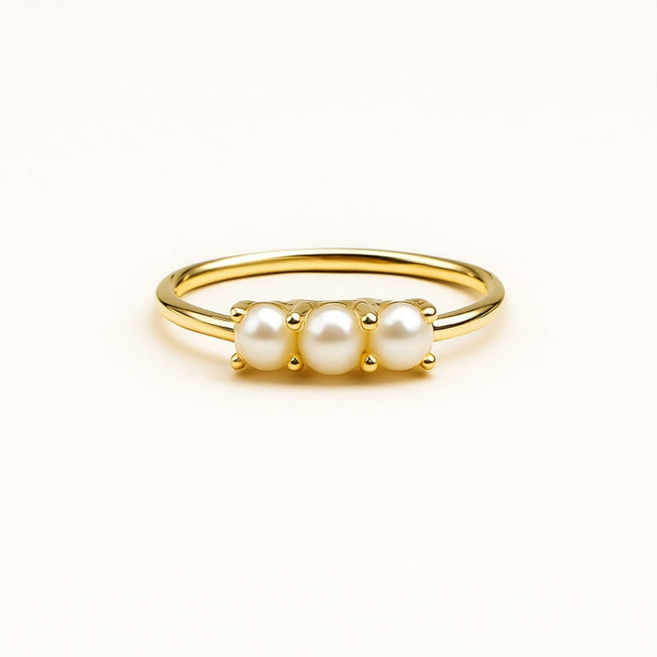 Triple Pearl Gold Ring