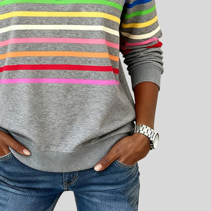 Fantine | Striped Quarter Zip Sweatshirt