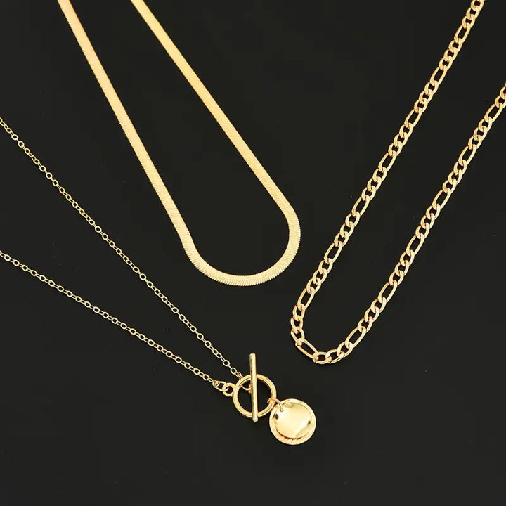 Savira Textured Coin Layered Necklace