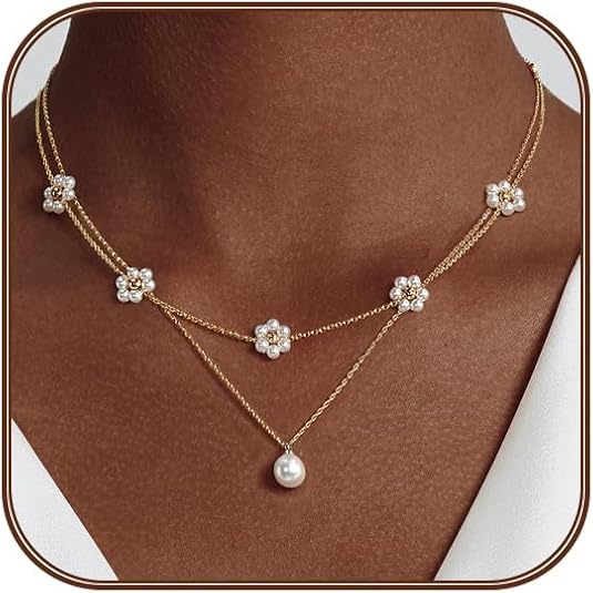 Floral Pearl Layered Necklace